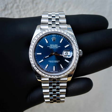 rolex oyster perpetual datejust silver blue face|Rolex Datejust fluted bezel.